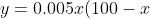 y=0.005x(100-x)-0.55x