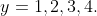 y=1,2,3,4.