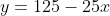 y=125-25x
