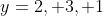 y=2, 3, 1