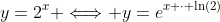 y=2^x \Longleftrightarrow y=e^{x \cdot \ln(2)}