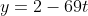 y=2-69t