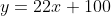 y=22x+100