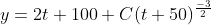 y=2t+100+C(t+50)^{\frac{-3}{2}}