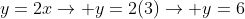 y=2x\rightarrow y=2(3)\rightarrow y=6