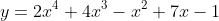 y=2x^4+4x^3-x^2+7x-1