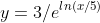 y=3/e^{ln(x/5)}