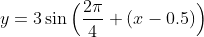 y=3\sin\Big(\frac{2\pi}{4} (x-0.5)\Big)
