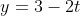 y=3-2t
