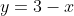 y=3-x