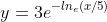 y=3e^{-ln_e(x/5)}