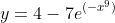 y=4-7e^{(-x^9)}