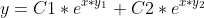 y=C1*e^{x*y_1}+C2*e^{x*y_2}