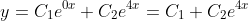 y=C_1e^{0x}+C_2e^{4x}=C_1+C_2e^{4x}