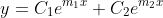 y=C_1e^{m_1x}+C_2e^{m_2x}