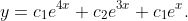 y=c_{1}e^{4x}+c_{2}e^{3x}+c_{1}e^{x}.