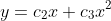 y=c_2x+c_3x^2
