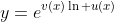 y=e^{v(x)\ln u(x)}
