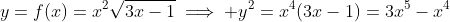 y=f(x)=x^2\sqrt{3x-1}\implies y^2=x^4(3x-1)=3x^5-x^4