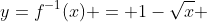 y=f^{-1}(x) = 1-\sqrt{x} 