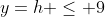 y=h \le 9