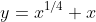 y=x^{1/4}+x