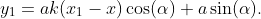 y_{1}=ak(x_{1}-x)\cos(\alpha)+a\sin(\alpha).