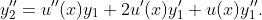 y_{2}''=u''(x)y_1+2u'(x)y_{1}'+u(x)y_{1}''.