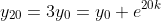 y_{20}=3y_0=y_0 e^{20k}