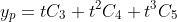 y_{p}=tC_{3}+t^{2}C_{4}+t^{3}C_{5}