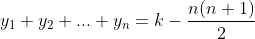 y_1+y_2+...+y_n=k-\frac{n(n+1)}{2}