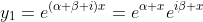 y_1=e^{(\alpha+\beta i)x}=e^{\alpha x}e^{i\beta x}