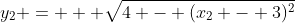y_2 = + \sqrt{4 - (x_2 - 3)^2}