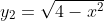 y_2=\sqrt{4-x^2}