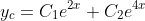 y_c=C_1e^{2x}+C_2e^{4x}