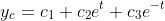 y_c=c_1+c_2e^{t}+c_3e^{-t}
