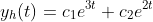 y_h(t)=c_1e^{3t}+c_2e^{2t}