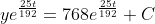 ye^{\frac{25t}{192}}=768e^{\frac{25t}{192}}+C