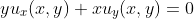 yu_{x}(x,y)+xu_{y}(x,y)=0