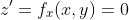 z'=f_x(x,y)=0