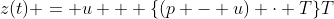 z(t) = u + \{(p - u) \cdot T\}T
