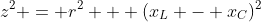 z^2 = r^2 + (x_L - x_C)^2
