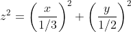 z^2=\left(\frac{x}{1/3}\right)^2+\left(\frac{y}{1/2}\right)^2