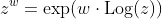 z^w=\exp(w\cdot\text{Log}(z))