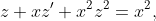 z+xz'+x^{2}z^{2}=x^{2},