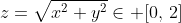 z=\sqrt{x^2+y^2}\in [0,\,2]