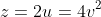z=2u=4v^2