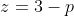 z=3-p