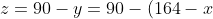 z=90-y=90-(164-x)=x-74