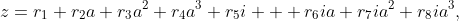 z=r_1+r_2a+r_3a^2+r_4a^3+r_5i + r_6ia+r_7ia^2+r_8ia^3,
